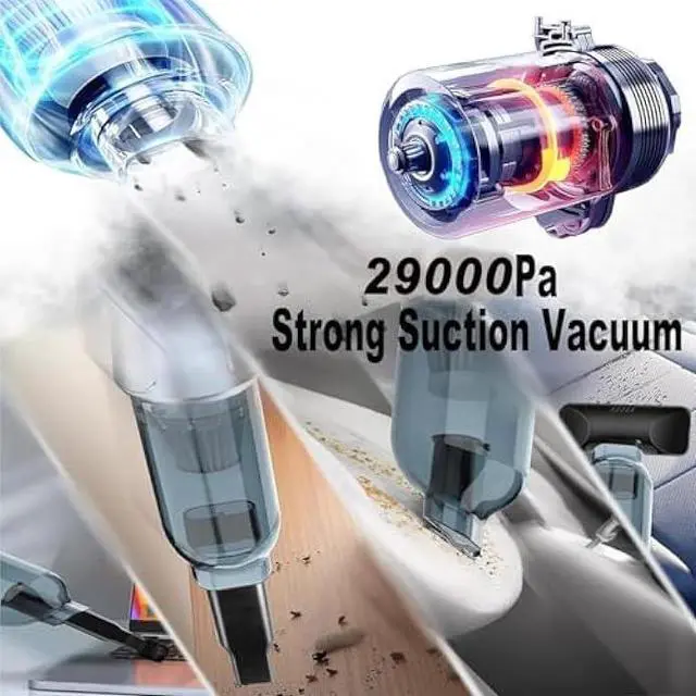 Alt view image 3 of 6 - Airified Pro Car Vacuum, 3 in 1 New Pro V2 Portable 29000 Pa Suction Air Blower/Car Vacuum, Rechargeable High Power Cordless Vacuum Cleaner for Home, Long Lasting Battery Mini Vacuum Cleaner