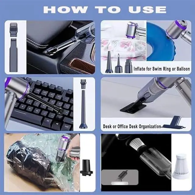 Alt view image 4 of 6 - Airified Pro Car Vacuum, 3 in 1 New Pro V2 Portable 29000 Pa Suction Air Blower/Car Vacuum, Rechargeable High Power Cordless Vacuum Cleaner for Home, Long Lasting Battery Mini Vacuum Cleaner