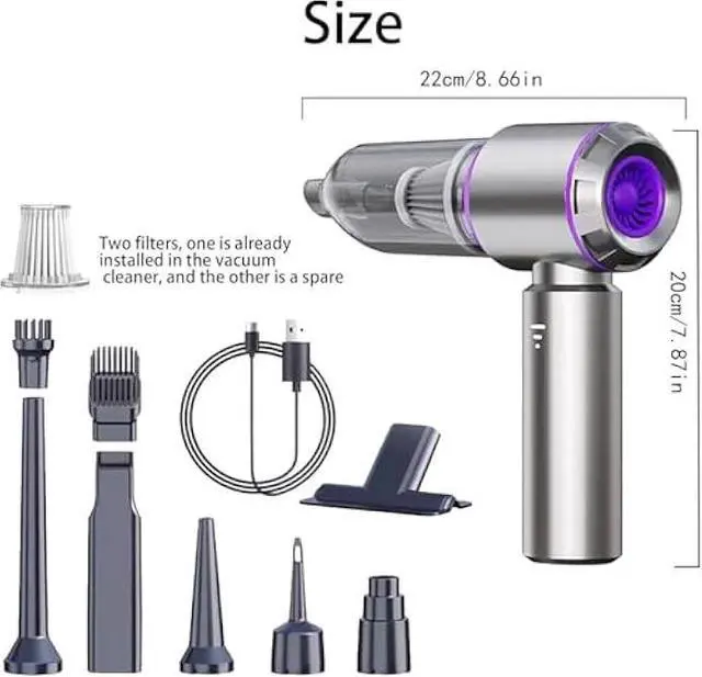 Alt view image 6 of 6 - Airified Pro Car Vacuum, 3 in 1 New Pro V2 Portable 29000 Pa Suction Air Blower/Car Vacuum, Rechargeable High Power Cordless Vacuum Cleaner for Home, Long Lasting Battery Mini Vacuum Cleaner