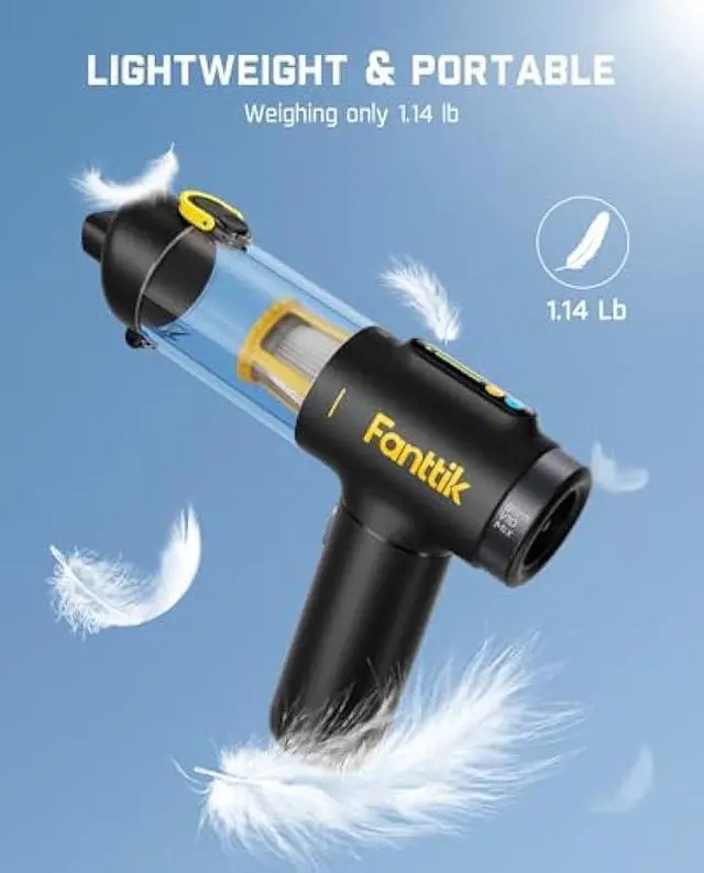 Alt view image 6 of 6 - Fanttik Slim V10 Mix Cordless Car Vacuum, 4 in 1 Handheld Air Duster, Color Smart LED Display, 16kPa Suction Power, Cordless Portable Mini Keyboard Vacuum for Car, Office Desk