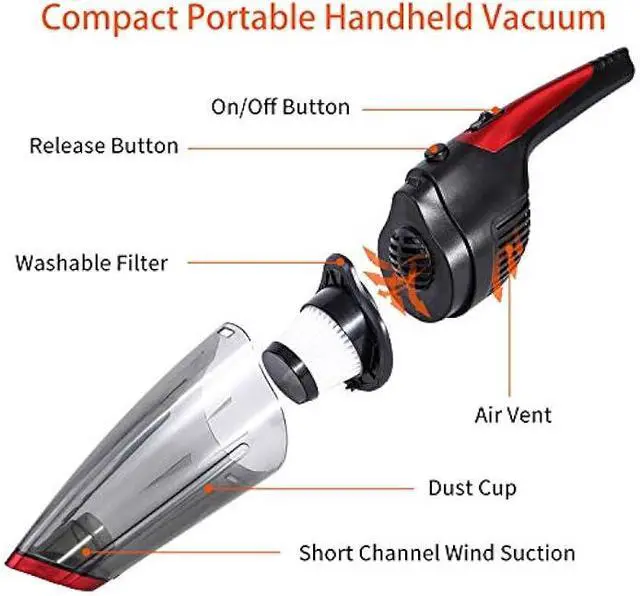 Alt view image 5 of 5 - Fityou Handheld Vacuum Cleaner Cordless, Rechargeable (USB Charge), Powerful Suction Cleaner, Portable Hand Vacuum for Pet Hair Home and Car Cleaning, Wet & Dry