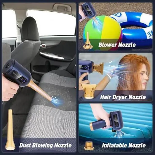 Alt view image 5 of 5 - Musclez Car Vacuum Cleaner, 15000PA Mini Portable Handheld Car Vacuum Rechargeable Dust Buster, Wireless Air Blower, LED Display Powerful Cordless Vacuum Cleaner for Home Pet Hair Office (Blue)