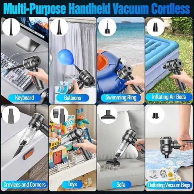 Alt view image 4 of 6 - Car Vacuum Cleaner High Power,18000PA Handheld Vacuum Cordless with Brushless Motor,4 in 1 Portable Mini Vacuum Cleaner & Air Duster,3 Gear,Small Handheld Vacuum Rechargeable for Car,Home