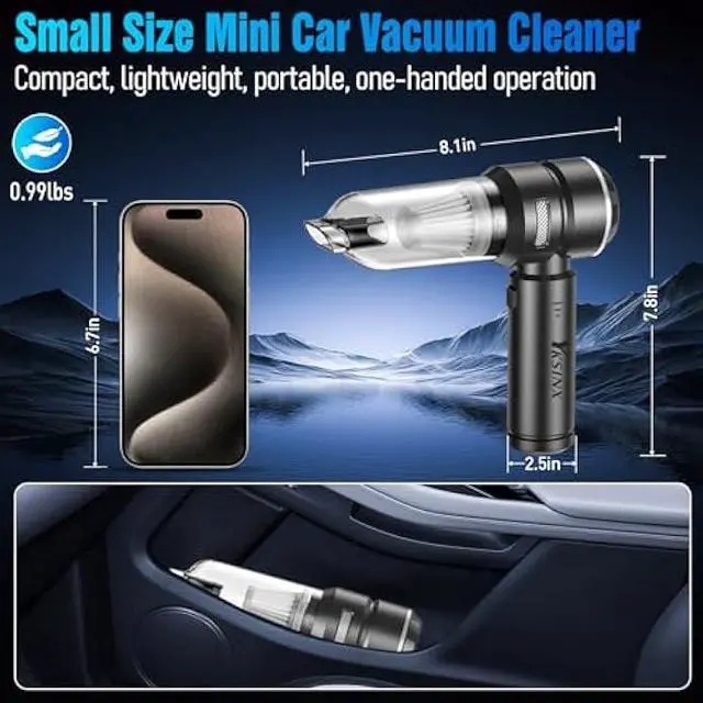 Alt view image 5 of 6 - Car Vacuum Cleaner High Power,18000PA Handheld Vacuum Cordless with Brushless Motor,4 in 1 Portable Mini Vacuum Cleaner & Air Duster,3 Gear,Small Handheld Vacuum Rechargeable for Car,Home