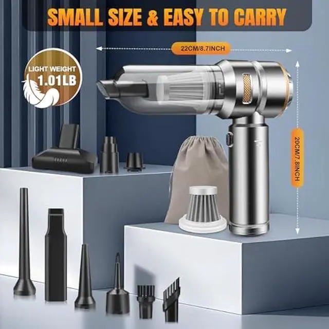 Alt view image 2 of 5 - Mini Car Vacuum Cleaner,20000PA 4-in-1 Cordless Handheld Vacuum Cleaner with 6000mAh Battery Brushless Motor Hand Held Vacuum Air Duster & Air Blower & Pump for Car,Office and Home Cleaning