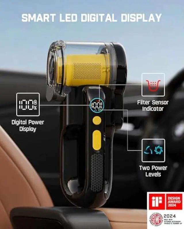 Alt view image 4 of 5 - Fanttik Fold V10 APEX Pivot Cordless Car Vacuum, 17000Pa Handheld Vacuum Suction Power, Smart LED Display, Portable for Car Home Pet (Deluxe with Flexible Hose&Pet Brush)