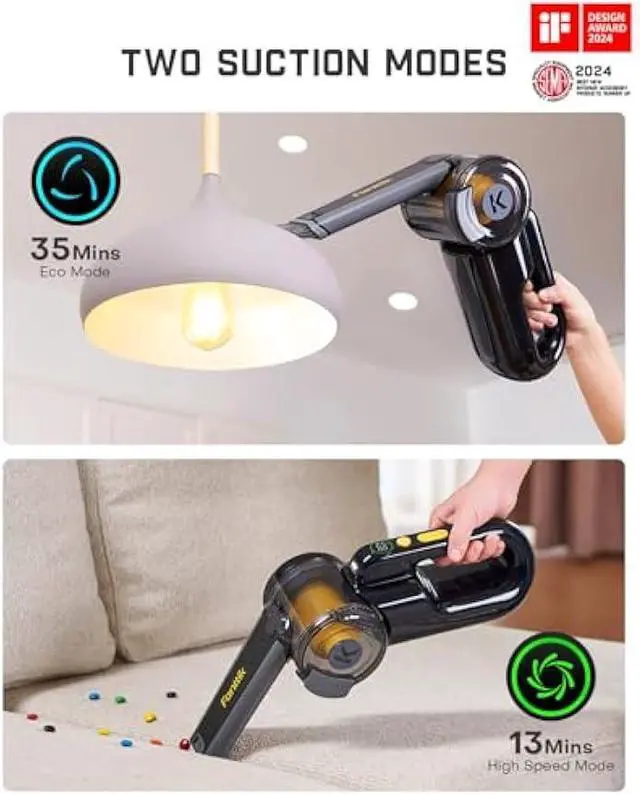 Alt view image 5 of 5 - Fanttik Fold V10 APEX Pivot Cordless Car Vacuum, 17000Pa Handheld Vacuum Suction Power, Smart LED Display, Portable for Car Home Pet (Deluxe with Flexible Hose&Pet Brush)