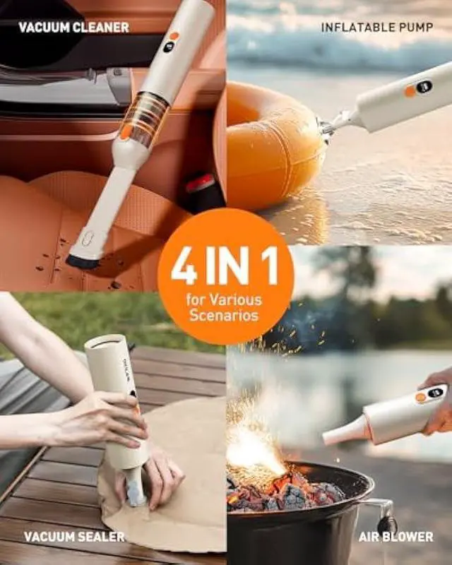 Alt view image 2 of 5 - OXILAM 4 in 1 Car Vacuum - Handheld Vacuum 14000PA High Power, Portable Cordless Small Vacuum, Blow & Suction 2 in 1, Up to 30 Mins Runtime, Multi-Nozzles, Vacuum Cleaner for Home, Pet, Car, Office