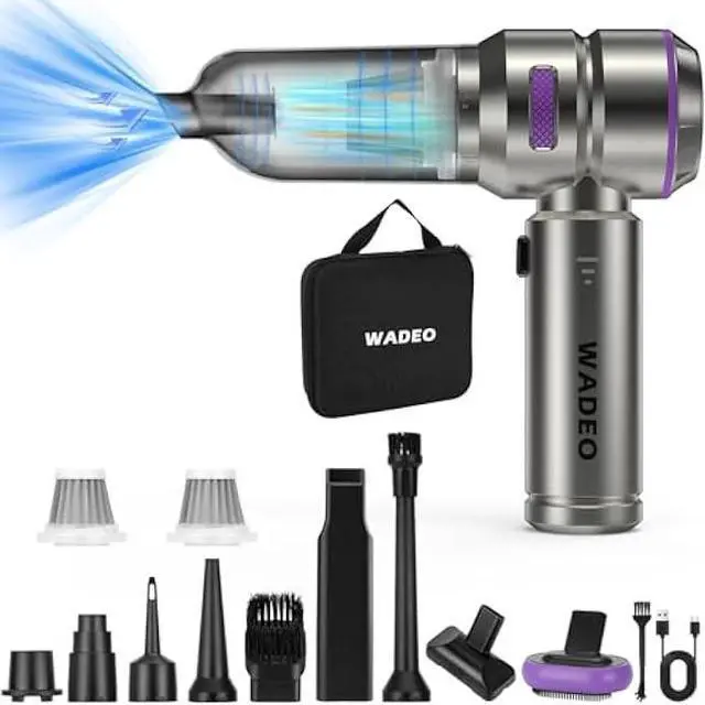 Main image of WADEO Handheld Vacuum Cordless, 4-in-1 21000PA Brushless Car Vacuum & 210000RPM Air Duster 7500mAh Battery Air Blower Wireless Handheld Vacuum for Car, Office and Home Cleaning