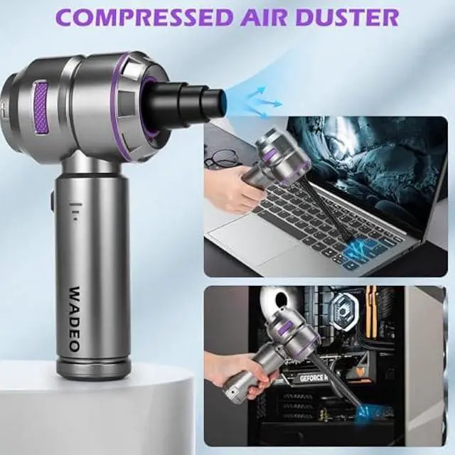 Alt view image 4 of 5 - WADEO Handheld Vacuum Cordless, 4-in-1 21000PA Brushless Car Vacuum & 210000RPM Air Duster 7500mAh Battery Air Blower Wireless Handheld Vacuum for Car, Office and Home Cleaning