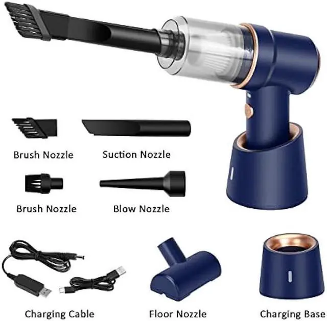 Alt view image 2 of 5 - 8Kpa Mini Handheld Vacuum Cleaner, 120W High Power Cordless Keyboard Vacuum, 2-in-1 Desk Vacuum & Air Duster with LED Light & Multi-Nozzles for Car, Computer, Sewing Machine