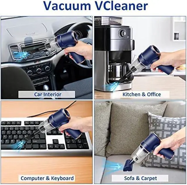 Alt view image 4 of 5 - 8Kpa Mini Handheld Vacuum Cleaner, 120W High Power Cordless Keyboard Vacuum, 2-in-1 Desk Vacuum & Air Duster with LED Light & Multi-Nozzles for Car, Computer, Sewing Machine