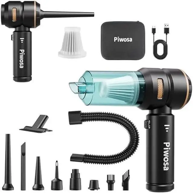Main image of Handheld Vacuum Cordless, Car Vacuum Cleaner with Brushless Motor, Strong Suction Vacuum & Compressed Air Dusters with LED Light, Wireless Mini Portable Hand Vacuum Blower for Home, Pet (Black)