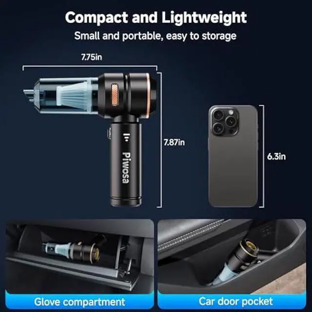 Alt view image 2 of 5 - Handheld Vacuum Cordless, Car Vacuum Cleaner with Brushless Motor, Strong Suction Vacuum & Compressed Air Dusters with LED Light, Wireless Mini Portable Hand Vacuum Blower for Home, Pet (Black)