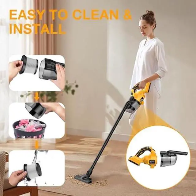Alt view image 5 of 5 - Cordless Vacuum for Dewalt 20V Battery, Handheld Vacuum Cleaner with Washable HEPA Filter, Powerful Suction Cleaner for Car, Carpets, Furniture (Battery Not Included)