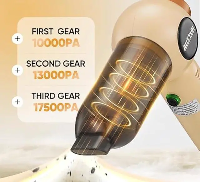 Alt view image 3 of 5 - Handheld Vacuum Cleaner Cordless - 18000PA Strong Suction Rechargeable, 3-Speed Adjustable Portable Mini Dust Buster for Pet Hair, Car Detailing, Home, Office & Car Cleaning