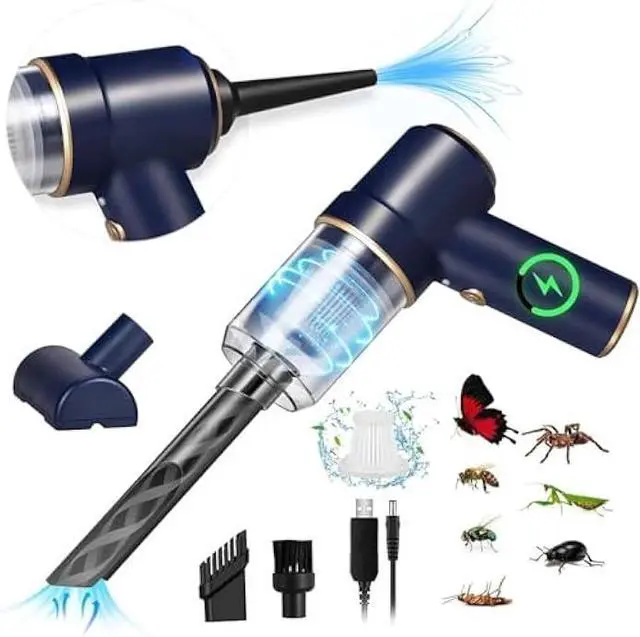 Main image of Car Vacuum Handheld Cordless Bug Vacuum Catcher for Adults, Rechargeable Vacuum Cleaner Air Duster with LED Light Multi-Nozzles for Car Home Office Garden Bug Sucker for Spider Beetle Insect (Blue)