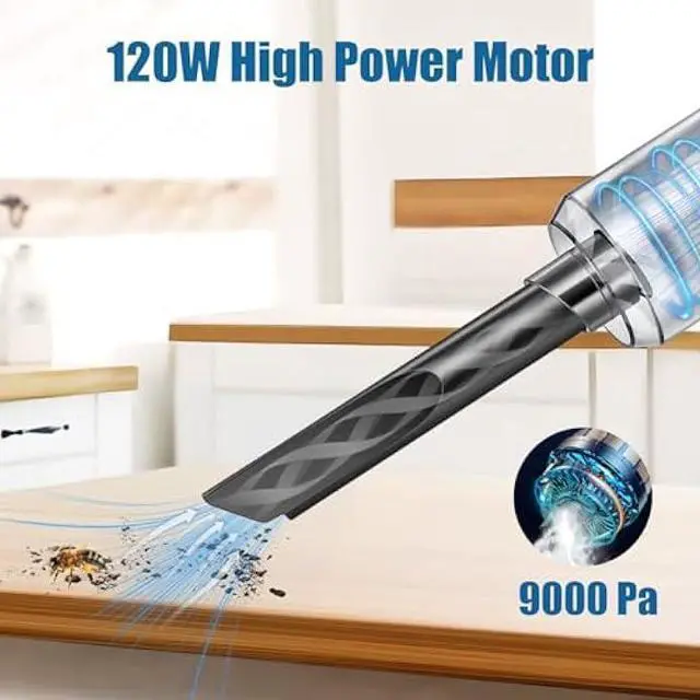 Alt view image 3 of 6 - Car Vacuum Handheld Cordless Bug Vacuum Catcher for Adults, Rechargeable Vacuum Cleaner Air Duster with LED Light Multi-Nozzles for Car Home Office Garden Bug Sucker for Spider Beetle Insect (Blue)