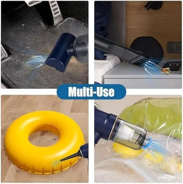 Alt view image 6 of 6 - Car Vacuum Handheld Cordless Bug Vacuum Catcher for Adults, Rechargeable Vacuum Cleaner Air Duster with LED Light Multi-Nozzles for Car Home Office Garden Bug Sucker for Spider Beetle Insect (Blue)