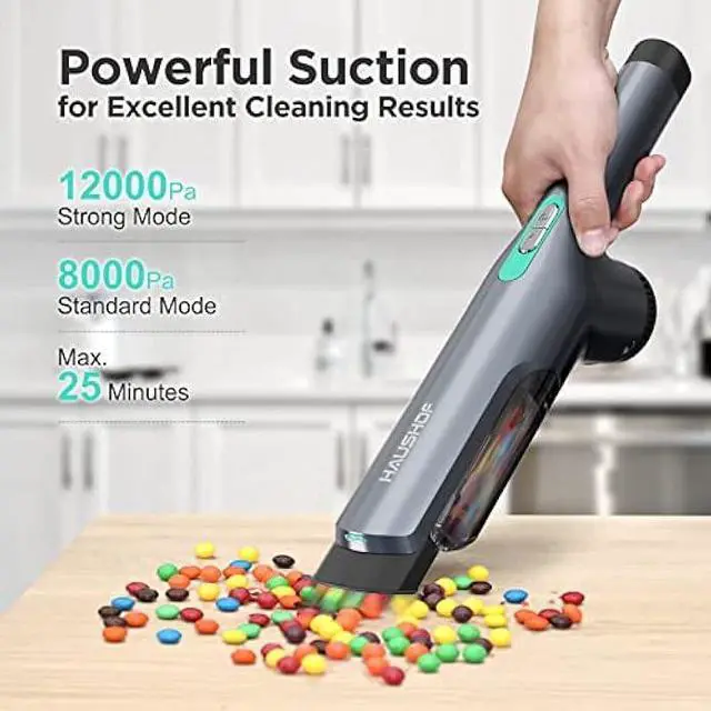 Alt view image 2 of 5 - HAUSHOF Handheld Vacuum Cordless, 120W Brushless Motor, lightweight, Portable, Fast-Charging Hand Vac with 12000Pa Powerful Suction and Multifunctional Attachments, Ideal for Home, Office, Pet and Car