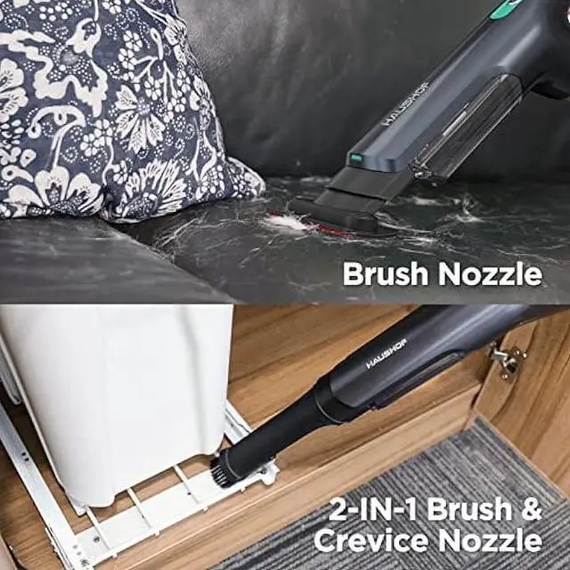 Alt view image 5 of 5 - HAUSHOF Handheld Vacuum Cordless, 120W Brushless Motor, lightweight, Portable, Fast-Charging Hand Vac with 12000Pa Powerful Suction and Multifunctional Attachments, Ideal for Home, Office, Pet and Car