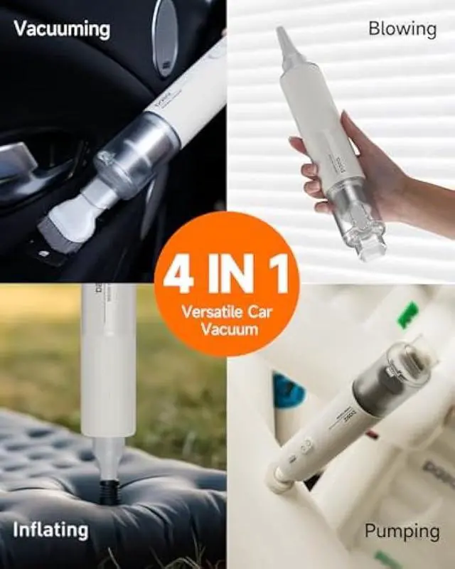 Alt view image 4 of 6 - BASA Handheld Car Vacuum Cleaner, 12000Pa 4-in-1 Cordless Vacuum Cleaner and Air Duster, Mini Portable Vacuum with 25-Min Runtime, HEPA Filter and Multi-Nozzles for Car, Home, Office, Pet