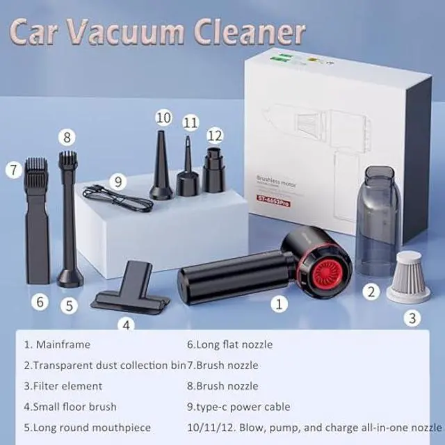 Alt view image 6 of 6 - Car Vacuum Cleaner High Power Upgrade 21000PA 3-in-1 Car Vacuum Cleaner for Home, Car, Office (Black Classic)