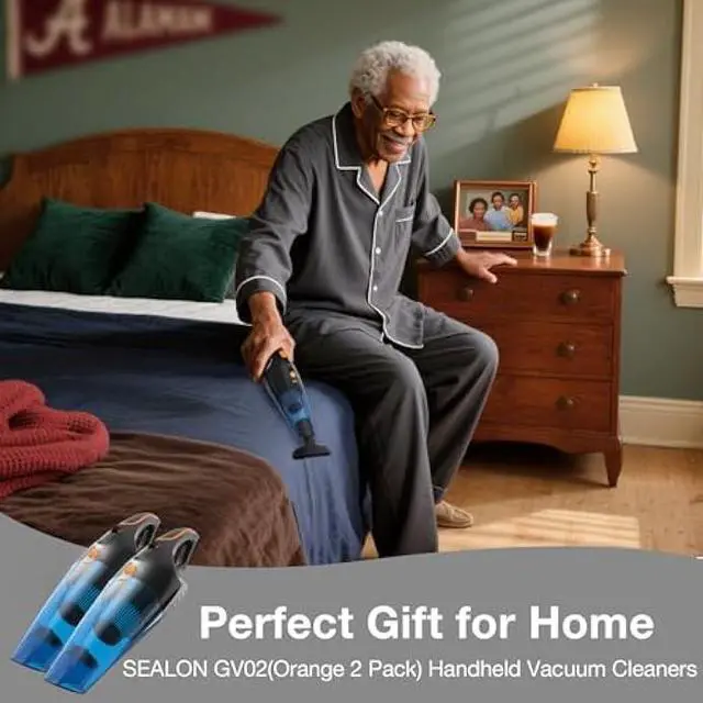 Alt view image 2 of 5 - SEALON GV02 Handheld Rechargeable Car Vacuum Cleaner, 10KPa Vacuum Cleaner and Air Duster, High Power Hand Held Vacuum with LED Light and Multi-Nozzles for Car, Home, Office, Pet Orange 2 Pack