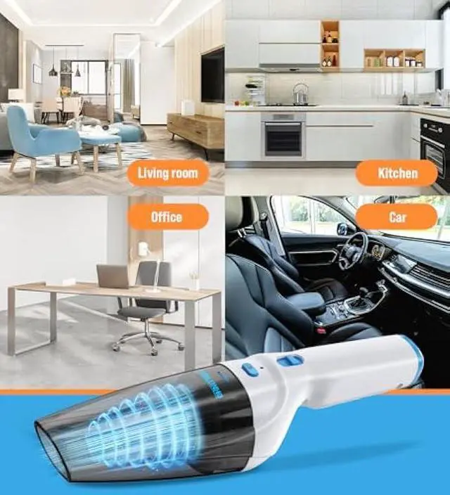 Alt view image 6 of 6 - Powerful Handheld Vacuum Cordless, 9500PA Rechargeable Car Vacuum Portable Cordless, Lightweight & Portable Mini Handheld Vacuum Cleaner with Large-Capacity Battery for Car/Home/Pet