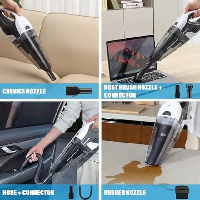 Alt view image 4 of 6 - 9700Pa Handheld Vacuum Cordless, 100W Portable Car Vacuum, Wet Dry Hand Held Vacuum, Lightweight Low-Noise Washable HEPA Filter Vacuum Cleaner for Car/Home/Pet/Office