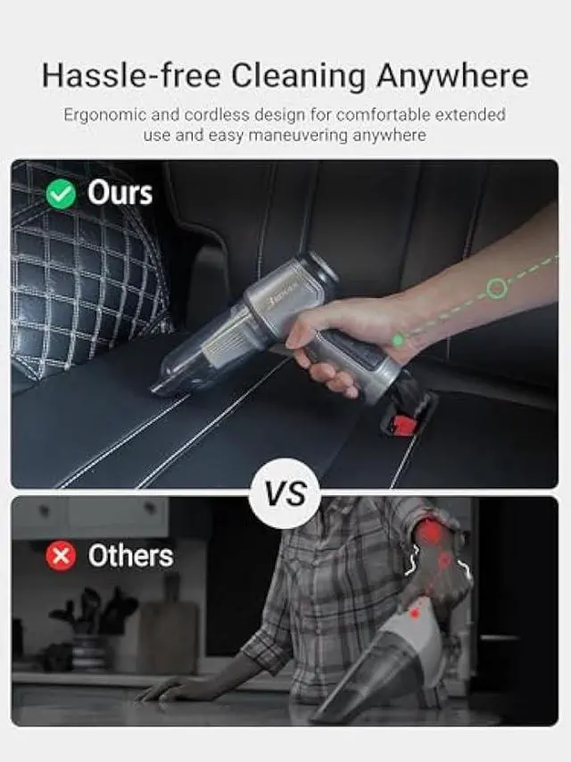 Alt view image 5 of 5 - BENJEN Mini Car Vacuum Cleane, 15000 PA High Power with Brushless Motor, for Car, Office & Home Cleaning