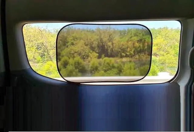 Main image of Kinder Fluff Shuttle Van Window Sunshade (4-Pack) - Extra Large Transparent Sun Shade for Passenger Van Window - Certified 99.9% UV Block, Patented Design, Moms Choice Gold Award - Light Shades XL