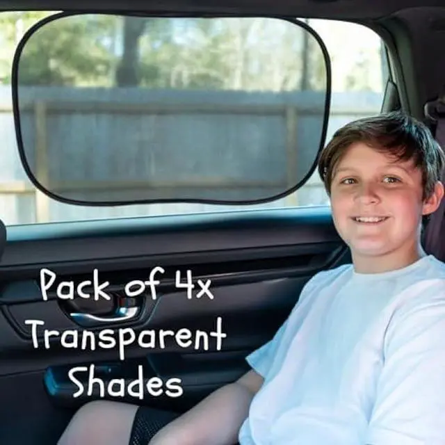 Alt view image 3 of 5 - Kinder Fluff Shuttle Van Window Sunshade (4-Pack) - Extra Large Transparent Sun Shade for Passenger Van Window - Certified 99.9% UV Block, Patented Design, Moms Choice Gold Award - Light Shades XL