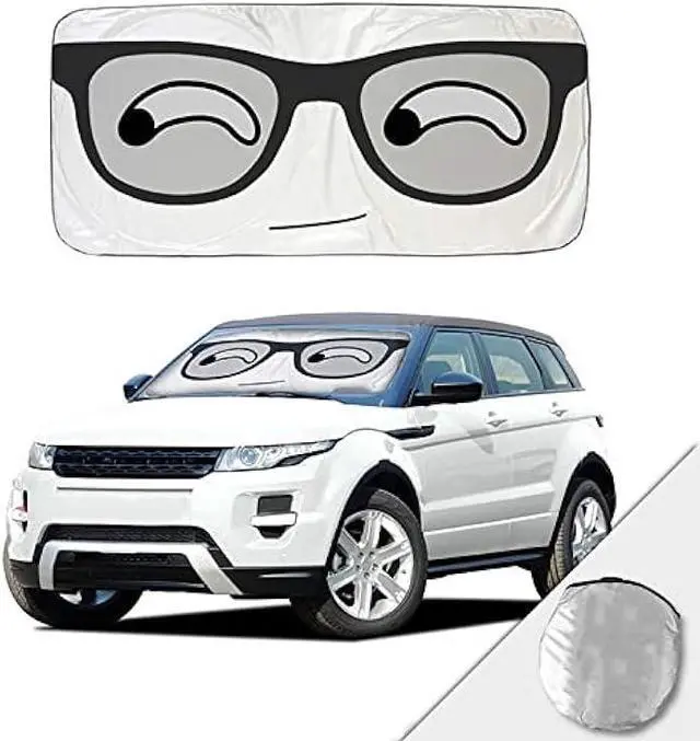 Main image of HOMEYA Car Windshield Sunshade, Cartoon Panda Auto Sun Shade Foldable Sun Visor Protector UV Ray Reflector Shield to Keep Vehicle Cool & Damage Free Protect Kids Baby & Pets (59 x33.5 Inch) (Eye)