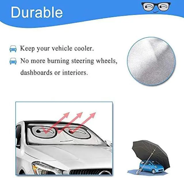 Alt view image 2 of 7 - HOMEYA Car Windshield Sunshade, Cartoon Panda Auto Sun Shade Foldable Sun Visor Protector UV Ray Reflector Shield to Keep Vehicle Cool & Damage Free Protect Kids Baby & Pets (59 x33.5 Inch) (Eye)
