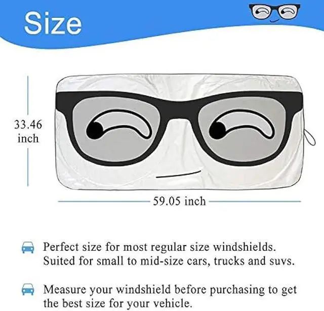 Alt view image 6 of 7 - HOMEYA Car Windshield Sunshade, Cartoon Panda Auto Sun Shade Foldable Sun Visor Protector UV Ray Reflector Shield to Keep Vehicle Cool & Damage Free Protect Kids Baby & Pets (59 x33.5 Inch) (Eye)