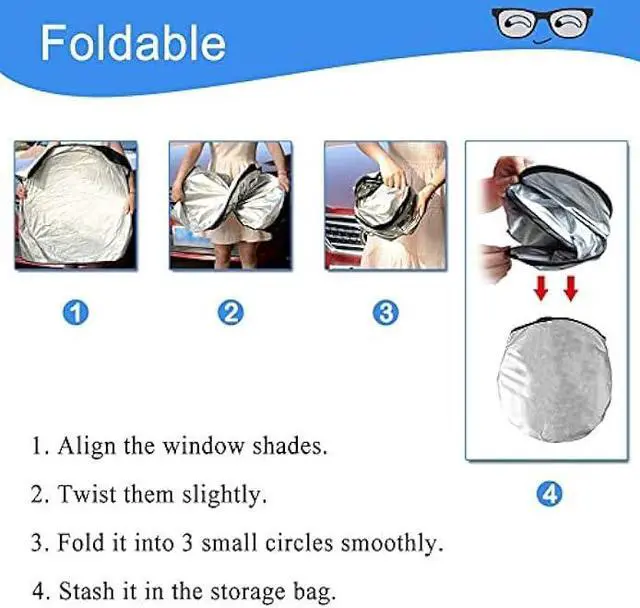 Alt view image 4 of 7 - HOMEYA Car Windshield Sunshade, Cartoon Panda Auto Sun Shade Foldable Sun Visor Protector UV Ray Reflector Shield to Keep Vehicle Cool & Damage Free Protect Kids Baby & Pets (59 x33.5 Inch) (Eye)