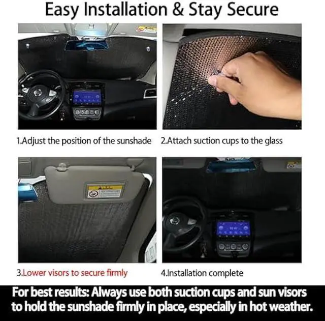 Alt view image 4 of 5 - Fun Cute Cat Driving Car Front Windshield Sun Shade,Auto Sunshade for Car Truck SUV - Blocks Uv Rays Sun Visor Protector (51 X 27.5Inch,Upgrade Hardened)