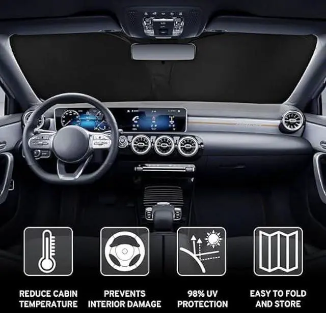 Alt view image 3 of 5 - Car Windshield Sun Shade Sunshade Compatible with Mercedes Benz GLE GLE 350 450 53 AMG 2026 2025 2024 2023-2016 GLS 450 350 2020-2026 Accessories, Car Front Window Sun Shield