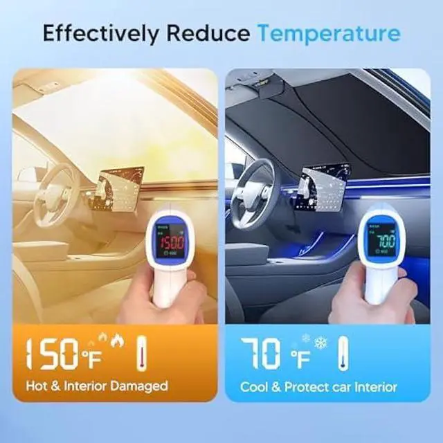 Alt view image 3 of 5 - KUST Windshield Sun Shade for 2007-2022 Honda CRV Accessories, Custom Fit CR-V Sunshade Foldable Sun Visor Protector Blocks UV Rays Keep Your Car Cooler