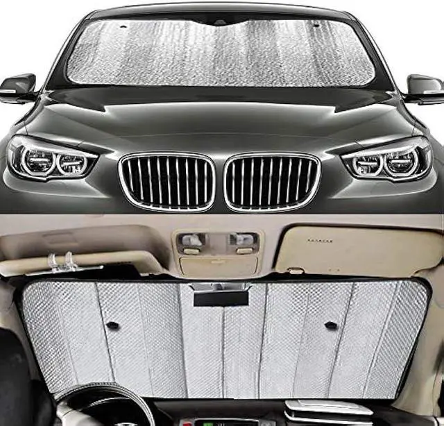 Alt view image 4 of 5 - Big Ant Windshield Sun Shade,Car Window Sunshade as Bonus,Best Car Sun Shade Folded Front Window Shade Sun Visor Shield Shade Keeps Vehicle Cool-Black(55 x 27.5)