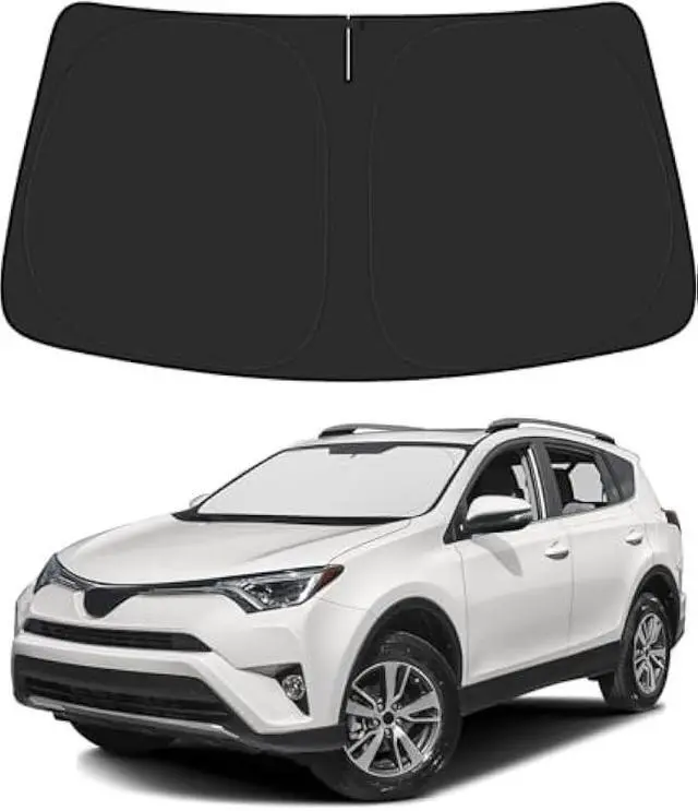 Main image of BIBLOZ Windshield Sun Shade for Toyota RAV4 2013-2018 Accessories Foldable Car Sunshade Front Window Sun Visor PET Reflective Material Blocks UV Rays