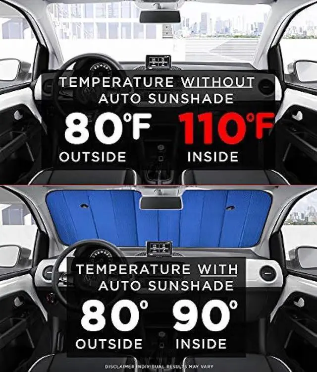 Alt view image 2 of 5 - Big Hippo Windshield Sun Shade,Car Sun Shade Side Window as Bonus,Car Sunshade Windshield,Reflect Sunlight Heat and UV Rays, Protect Interior,Keep Vehicle Cool,Silver/Blue(55.16X 27.5inches)