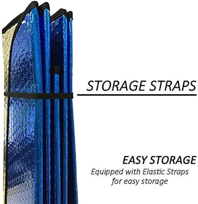 Alt view image 4 of 5 - Big Hippo Windshield Sun Shade,Car Sun Shade Side Window as Bonus,Car Sunshade Windshield,Reflect Sunlight Heat and UV Rays, Protect Interior,Keep Vehicle Cool,Silver/Blue(55.16X 27.5inches)