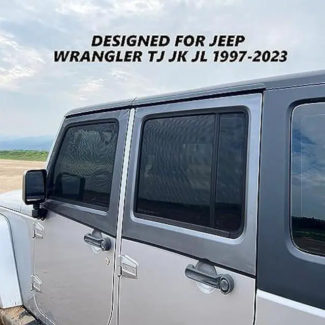 Alt view image 2 of 5 - Window Shade for Jeep Wrangler,Window Screen Curtains for Jeep Wrangler TJ JK JL & Gladiator JT,Rear Blackout Car Window Screens for Camping(2Pack)
