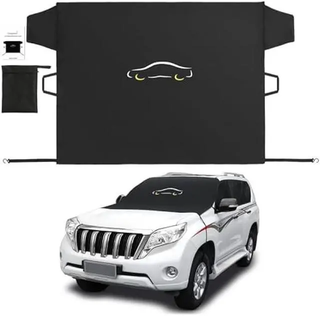 Main image of Cosyzone Windshield Cover for Ice and Snow, XL Size (Black)-600D Oxford Fabric Weatherproof for Winter, Includes Anti-Theft Straps&Storage Bag, Fits Most Cars, Trucks, Vans, SUVs(70.86 x 51.2 inches)