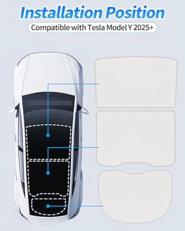 Alt view image 2 of 7 - for Tesla Model Y Juniper Sunshade Glass Roof Accessory Rear Windshield Sun Shade for Tesla Model Y Juniper 2025