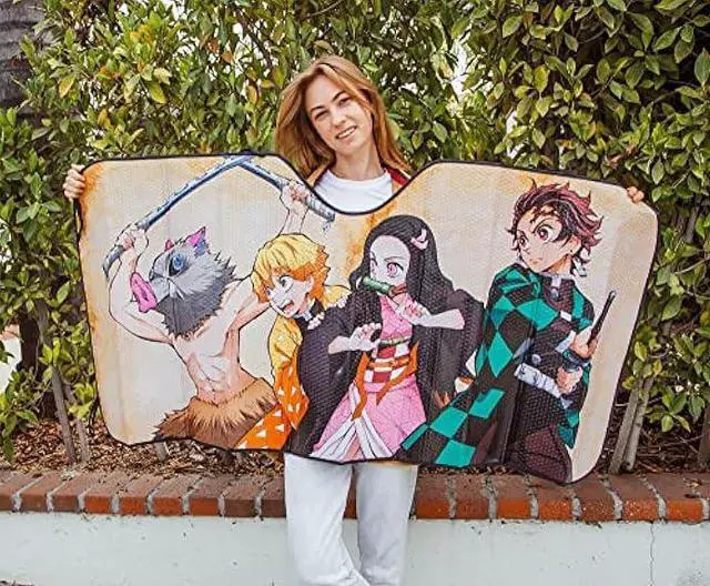 Alt view image 3 of 5 - Demon Slayer Characters Accordion Sunshade for Windshield | Foldable Sun Visor Protector for Cars, Trucks, SUVs | Blocks UV Rays and Sun Glare | Anime Manga Gifts and Collectibles | 64 x 32 Inches