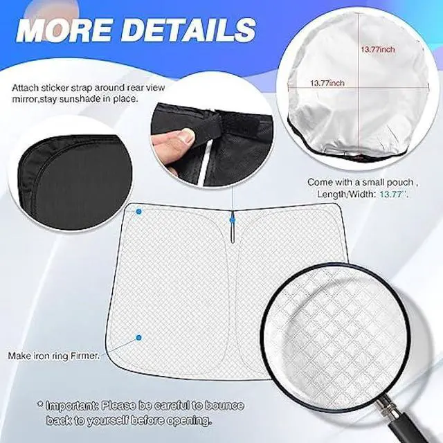 Alt view image 5 of 6 - Windshield Sun Shade for 2022-2025 2026 Genesis GV70 Accessories Thicken 6-Layer Front Window Sunshade Cover Sun Visor Protector Foldable Block UV Rays Keep Vehicle Cool