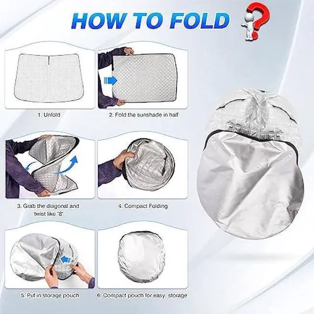 Alt view image 6 of 6 - Windshield Sun Shade for 2022-2025 2026 Genesis GV70 Accessories Thicken 6-Layer Front Window Sunshade Cover Sun Visor Protector Foldable Block UV Rays Keep Vehicle Cool